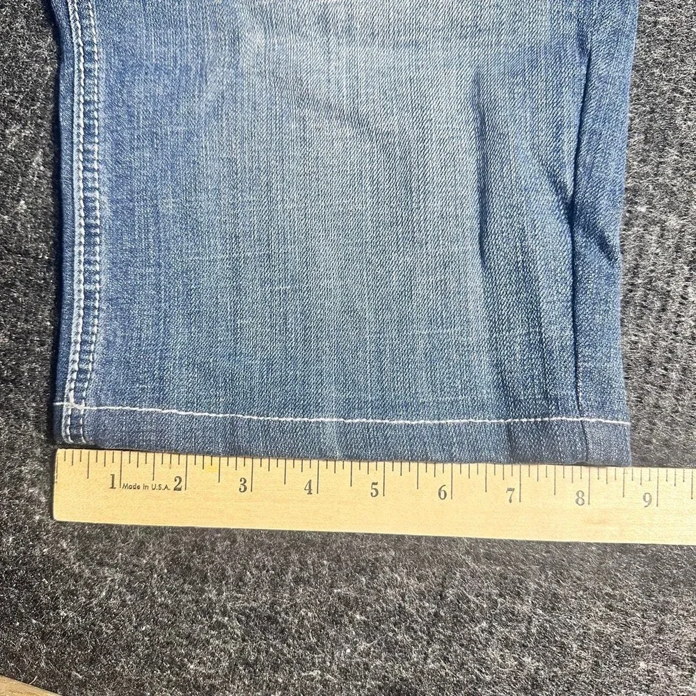 Vigoss Womens Denim Bermuda Shorts Blue Distressed Embroidered Size 16